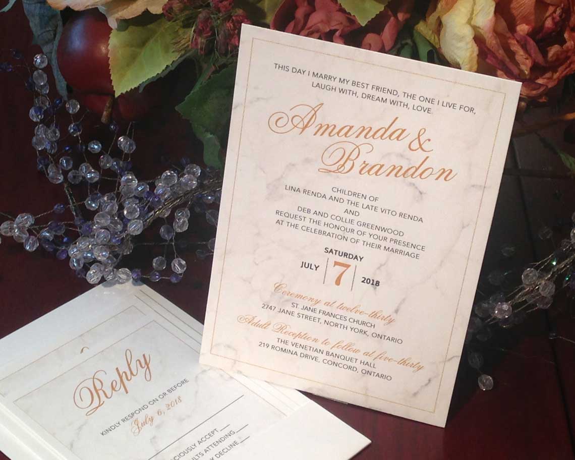 Aktiv Art and Design 6 piece wedding invitations date, time and place