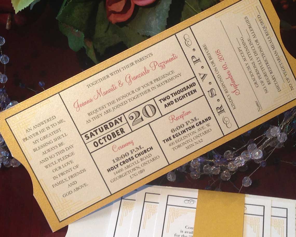 Aktiv Art and Design 6 piece wedding invitations names on invitation