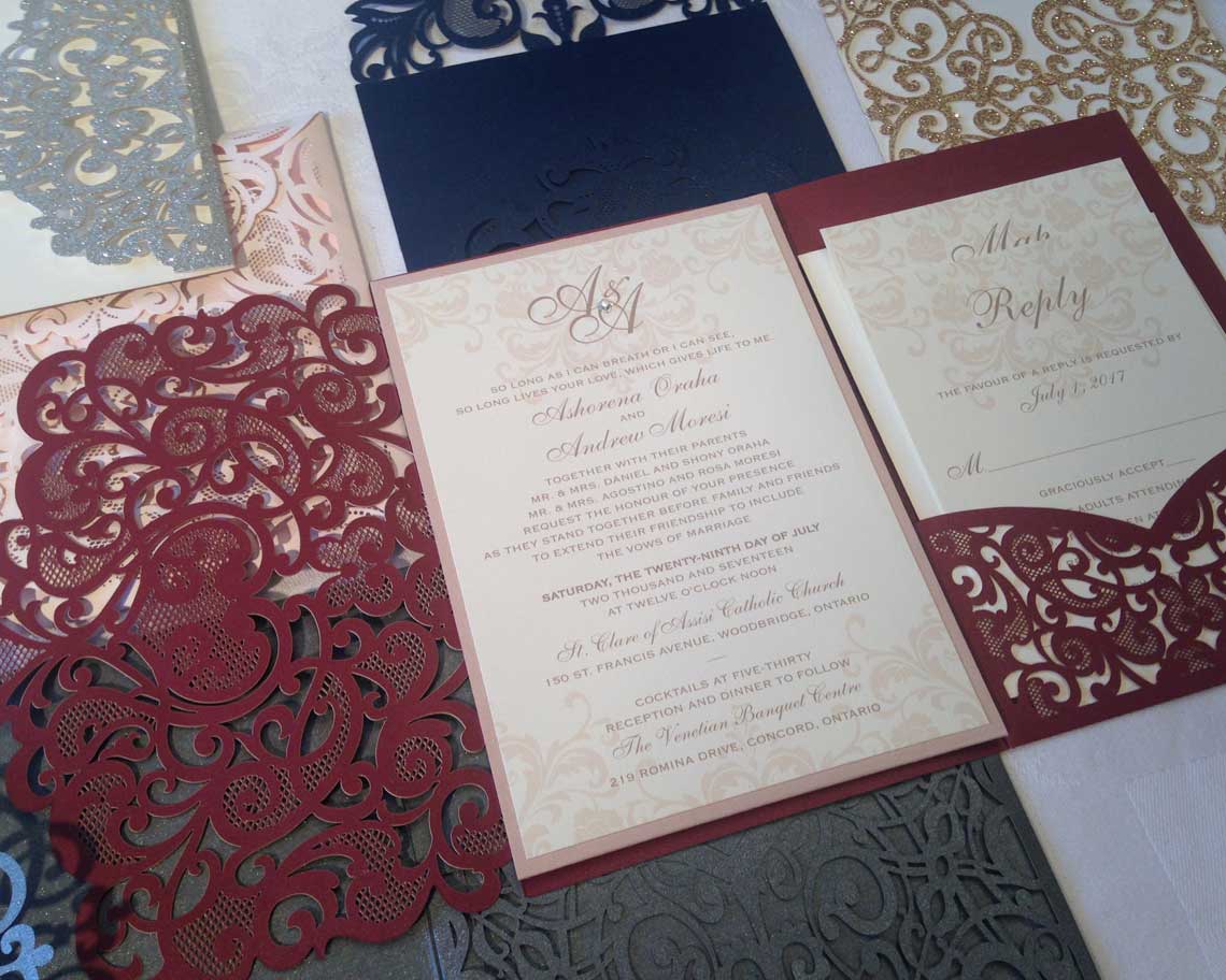 Aktiv Art and Design 6 piece wedding invitations date, time and place