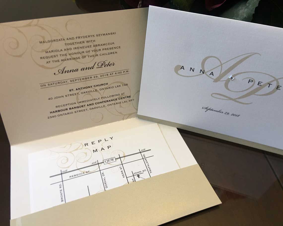 Aktiv Art and Design 6 piece wedding invitations names on invitation