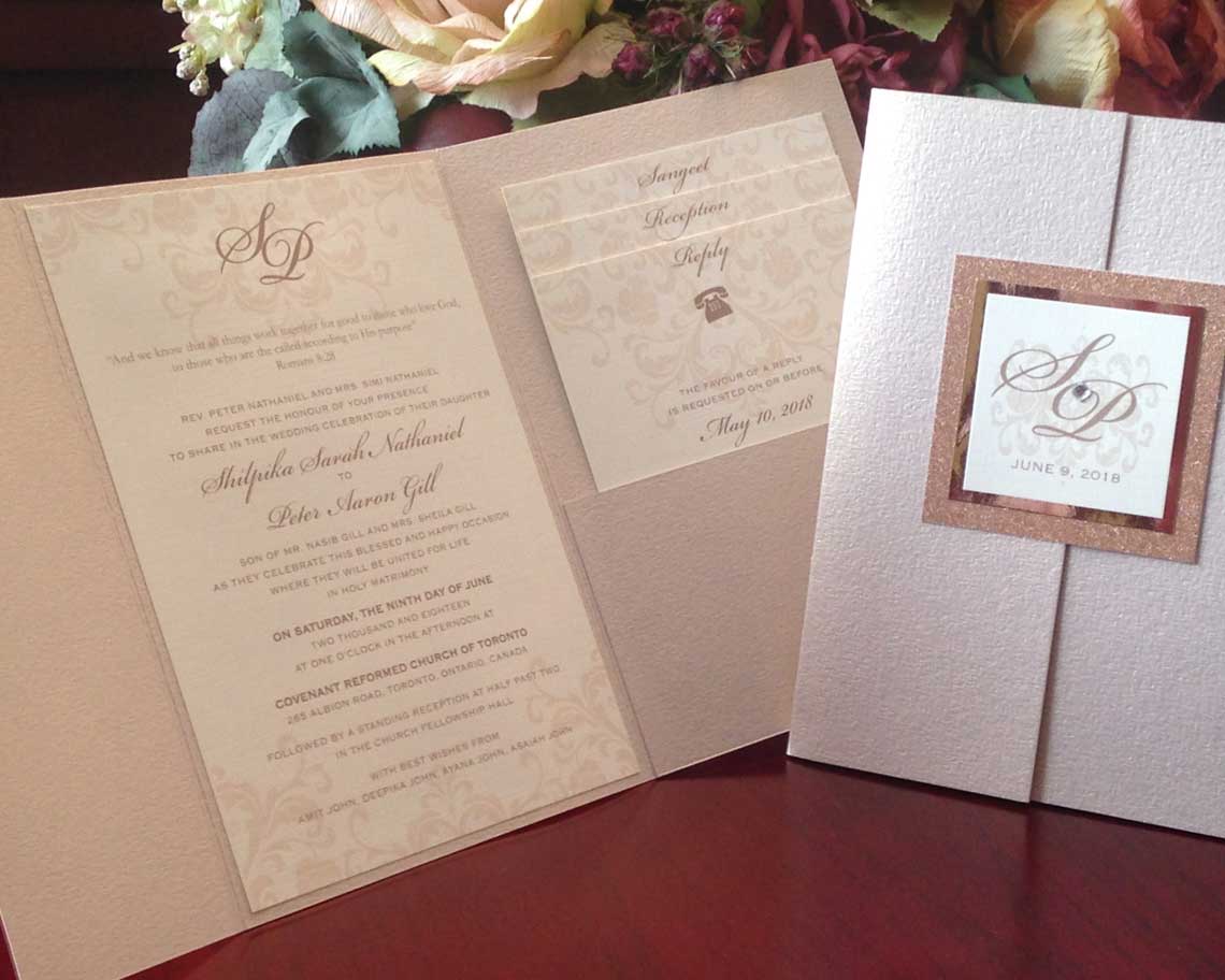 Aktiv Art and Design 6 piece wedding invitations reply cards