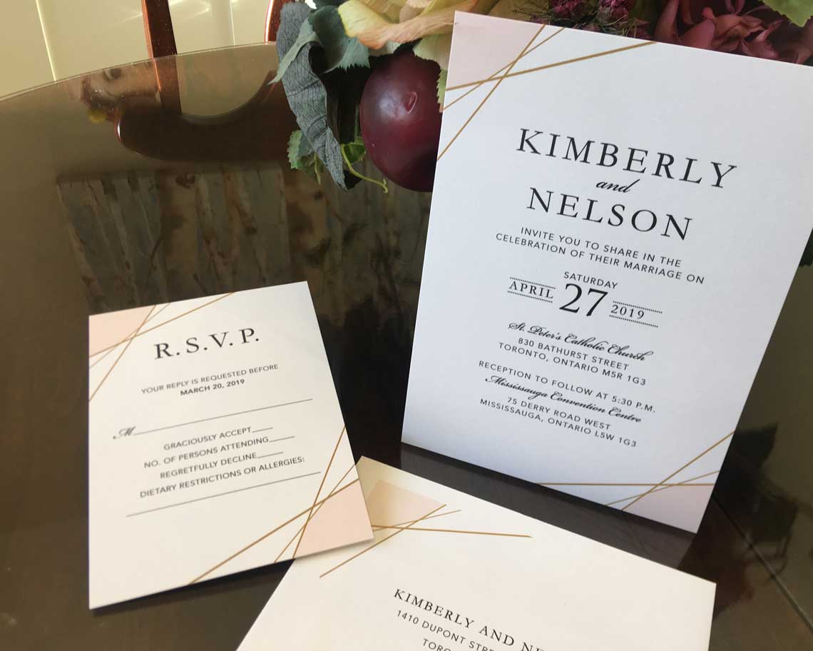 Aktiv Art and Design 6 piece wedding invitations addressing