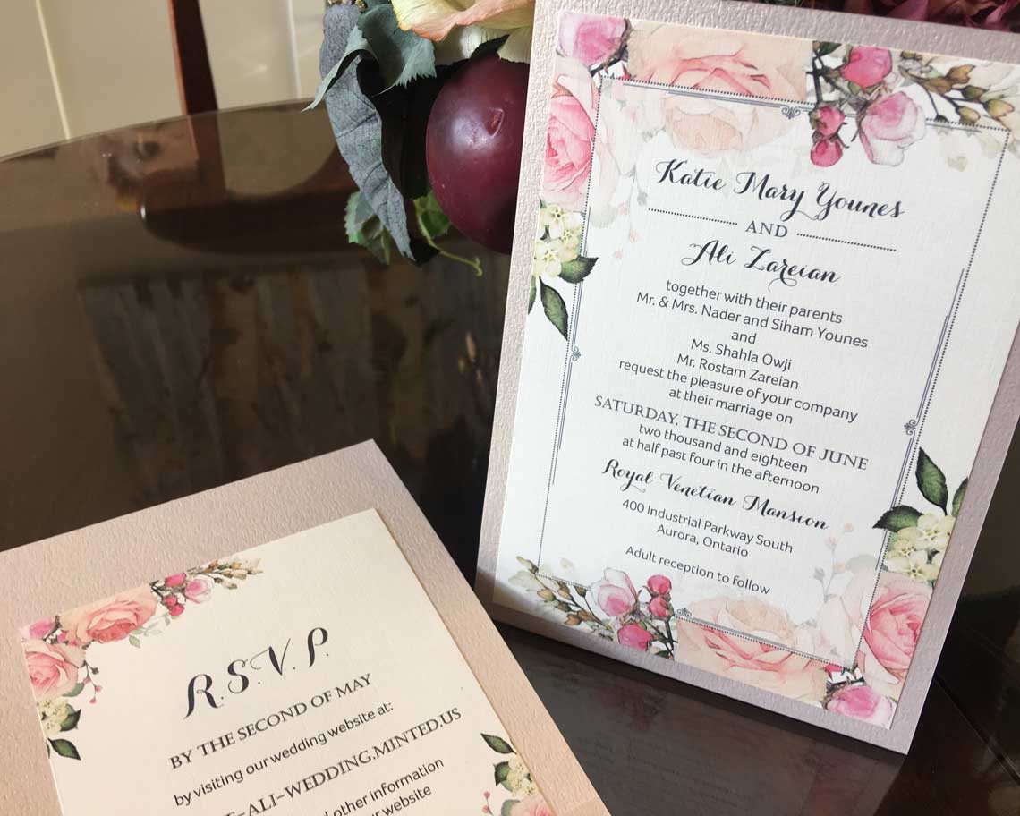 Aktiv Art and Design 6 piece wedding invitations contact us